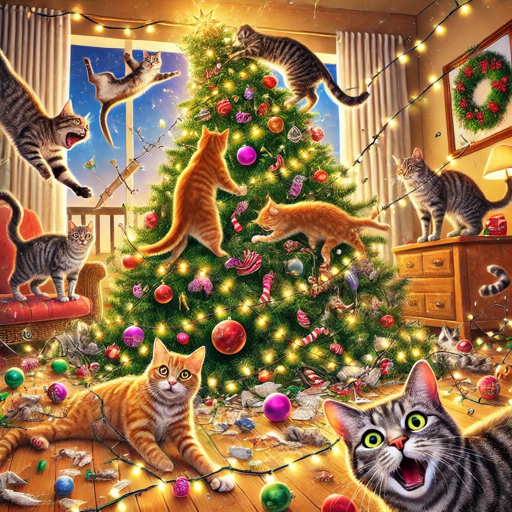 cat christmas tree